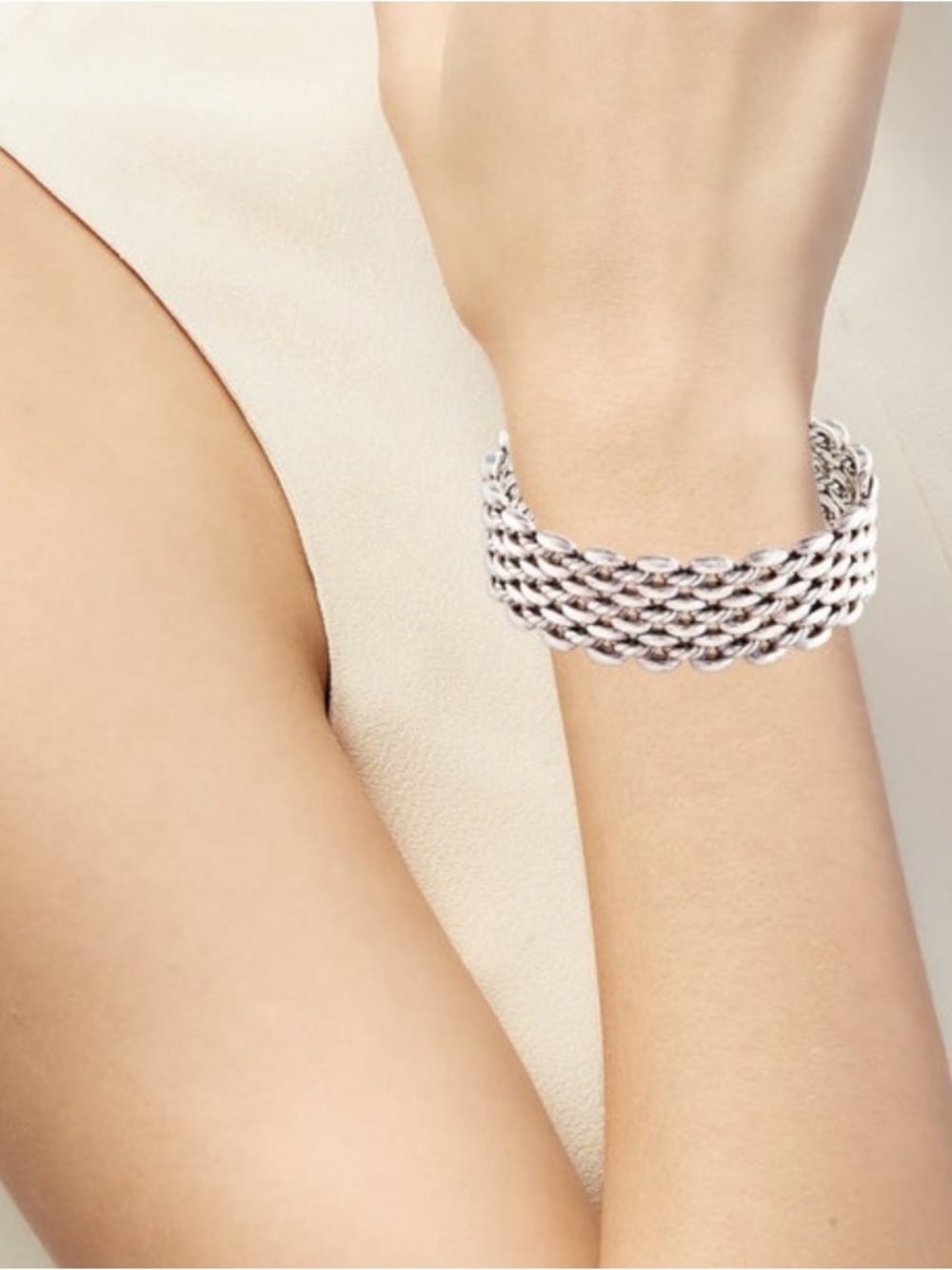 David yurman Sterling Silver Multi-Row Chain Stretch Bracelet - Silver